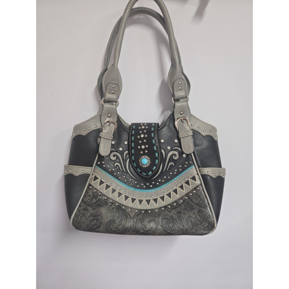 Concealed Carry Purse Western Shoulder Bag Black Studs